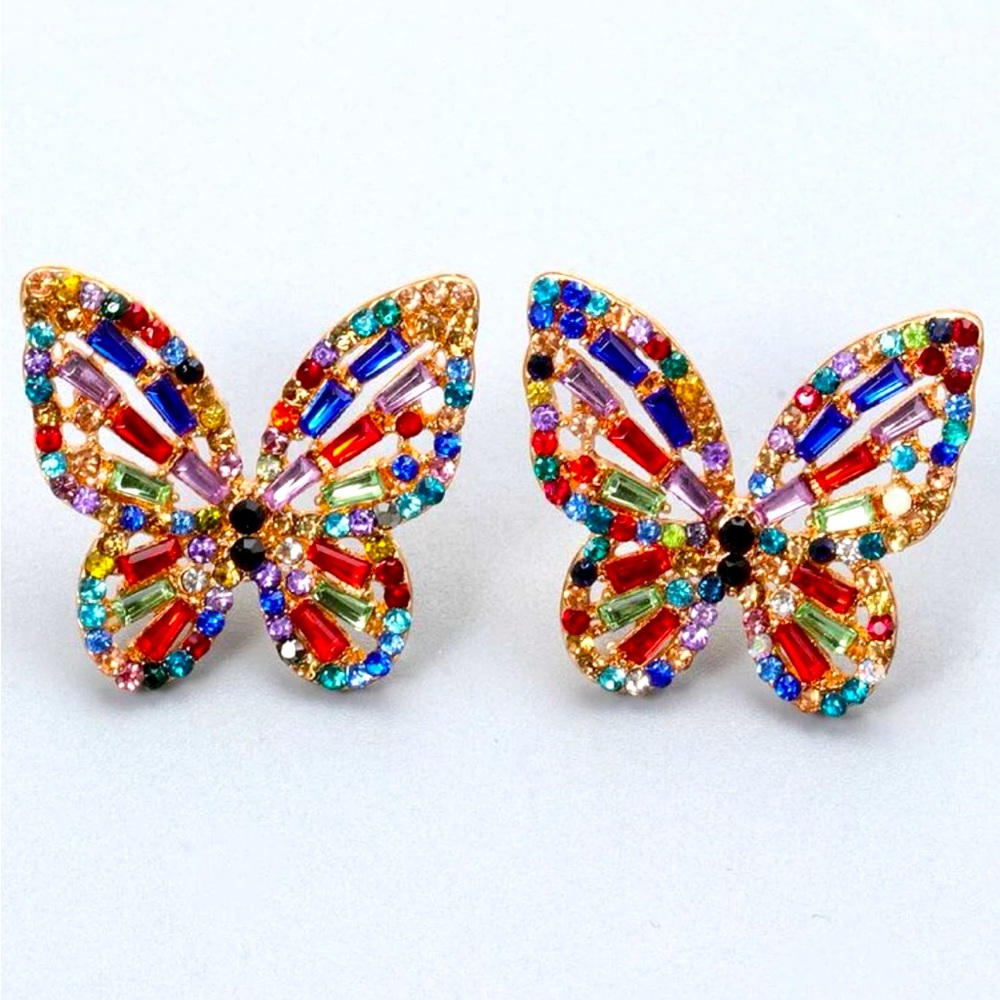Gemstone Colorful Butterfly Earrings